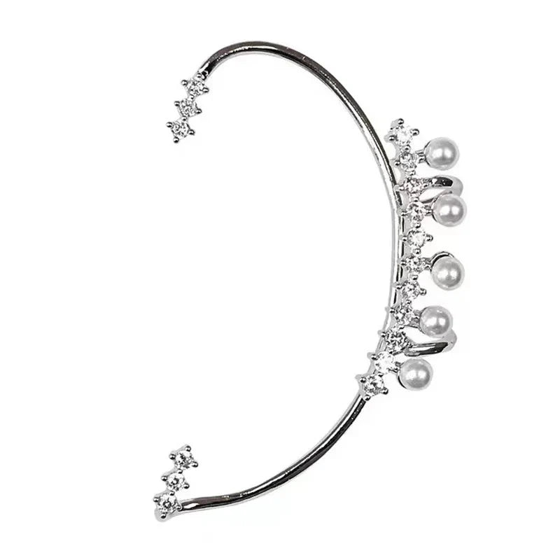 Silver Color Pearl Ear Cuff – Vintage Crystal Zircon Ear Clip, No Pier ...